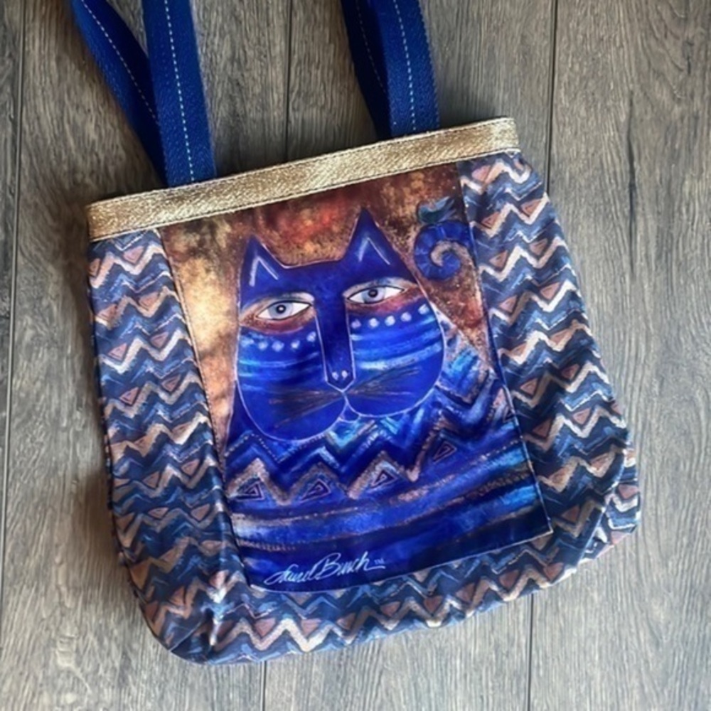 NWT Laurel Burch bag Blue Azul Cat Shoulder Tote